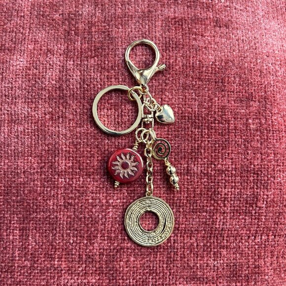 FLOATING RING PENDANT Bag Charm Gold Tone ⭕ - Picture 1 of 9